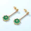 wholesale S925 Sterling Silver with Malachite Korean Japanese Style Elegant and Fresh Long Star Ear Studs for Women Wholesale from Manufacturer-0-3