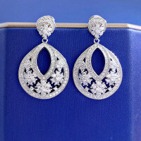 wholesale 925 Sterling Silver New Geometric Water Drop Earrings Hollow Out-E181 (out of stock, minimum order of 10 pairs)  925 silver