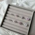 wholesale S925 Sterling Silver Exquisite and High-End Pink Heart Zirconia Design Women's Ring, Versatile and Stylish European Style Band-0-3