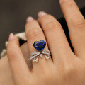 wholesale S925 Sterling Silver 9*10 Sapphire Ring for Women, Cross-Border Hot Seller,Ins-0-2