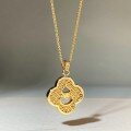 wholesale Gold-plated New Chinese Style Sand Gold Pendant Necklace for Women, Auspicious Cloud and Lucky Gourd Design, Birth Year Necklace Wholesale-0-1