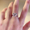 wholesale 925 Silver 4 Carat Heart-Shaped 10*10 High Carbon Diamond Ring, Fashionable and Minimalist-0-3