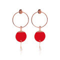 wholesale 925 silver freshwater pearl round earrings, red, fashionable and elegant, popular women's summer earrings,-0-4