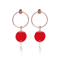 wholesale 925 silver freshwater pearl round earrings, red, fashionable and elegant, popular women's summer earrings,-Red Round Pearl Earrings>925 Silver