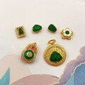 wholesale S925 Silver Gold-Plated Natural A-Grade Jadeite Buddha Pendant Accessory, DIY Versatile Matching Ornament Semi-Finished Product-0-0