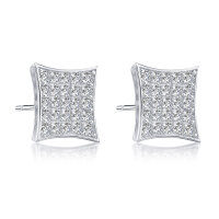 Metal French Light Luxury Lady Earrings, Wholesale Direct.-Stylish square stud earrings in white (K color)