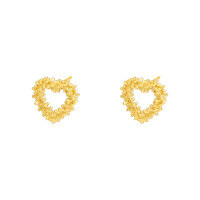 wholesale S925 Sterling Silver Irregular Heart Earrings For Women,-E3757-Gold 925 Silver