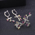 wholesale 925 Silver Vintage Natural Style Original Designer Jewelry Earrings Live Supply with Genuine Gemstone Ear Drops-0-2