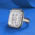 wholesale S925 silver new style luxury-set 10*14 asscher-cut high-carbon diamond ring-0-1