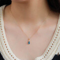 wholesale 10k Gold Jewelry Light Luxury Minimalist Pendant Natural Blue Topaz Necklace Niche Design Light Jewelry-0-3
