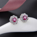 wholesale S925 Silver Cross-Border New Small Fresh Fashion Earrings, Korean and Japanese Style Zircon Accessories, Floral Diamond Stud Earrings for Women-0-6