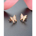 wholesale 925 Sterling Silver Rose Gold Butterfly Ear Studs Women New Design Small and Fresh Unique Style Elegant Earrings Ins Fashion Earrings-0-1
