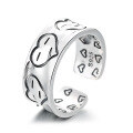 wholesale S925 Sterling Silver Korean-style Creative Emoji Love Wide Band Index Finger Ring Adjustable Open Ring for Ins Style-0-4