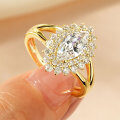 Metal Oval-Cut Zircon Ring, Women's Fashion Light Luxury Personalized Niche Design Wholesale-0-1