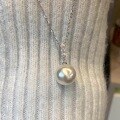wholesale S925 sterling silver three-drill queen-style artificial Australian white pearl necklace, Swarovski pearls, lightweight luxury classic elegant collarbone chain-0-4