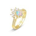 wholesale S925 Sterling Silver New Stylish Retro Fire Opal Ring Australian Opal Stackable Ring Cross-Border Best Seller-0-5