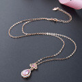 wholesale S925 silver rose gold-plated Korean fashion elegant and creative floral teardrop pendant necklace-0-3