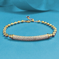 wholesale S925 Silver New European and American Style Beaded Bracelet for Women, Sparkling Full Diamond Advanced Versatile Chain Fashion Personality Design-B130 Gold Bracelet Adjustable
