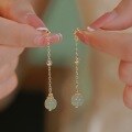 wholesale S925 Sterling Silver Hetian Jade Long Earrings, Nalan Chinese Ancient Style Elegant New Trend Model M05047-0-0