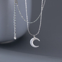 wholesale S925 Sterling Silver Sweet Ins Style Shell Moon Necklace Elegant Design Women's Necklace Y01215-S925 Silver Necklace 925 Silver