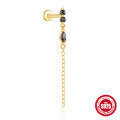 wholesale S925 Sterling Silver Geometric Marquise Black Hair Crystal Flat Threaded Ear Cartilage Stud, Popular。-0-9