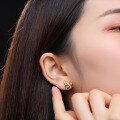 wholesale S925 Sterling Silver Red Elk Full Body Small Original Design Maple Leaf Ear Studs Fashion Retro Unique Earrings for Commuting Women-0-4