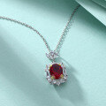 wholesale 925 Sterling Silver Ruby Pendant Natural Stone Garnet Zircon Necklace for Women High-End Sense European and American Style Sterling Silver Collarbone Chain-0-2