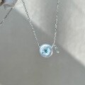 wholesale 925 Sterling Silver Baroque Button Pearl Necklace with Paraiba Blue Diamond Star Pendant French Retro Collarbone Chain-0-0