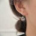 wholesale Metal Material: S999 Sterling Silver Jumping Heart Ear Hook Earrings, Versatile, Fresh and Trendy, Light Luxury, Minimalist Style, Korean Version-0-3