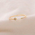 wholesale S925 silver plated with 14k gold, French-style light luxury vintage white zirconia open ring-0-1