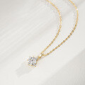 14K Gold Plated 925 Silver Moissanite Four-Claw Pendant Necklace-0-0
