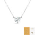 S925 Silver Minimalist Three-Prong Set Solitaire Moissanite Pendant Necklace-0-5