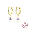 wholesale S925 Sterling Silver INS-style Cross-Border Bestseller Dripping Hoop Earrings with Colorful Diamonds-0-9