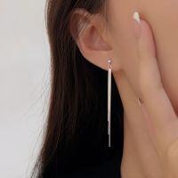 wholesale S925 Sterling Silver Long Tassel Chain Ear Thread Earrings for Women, Korean New Simple Elegant Ear Accessories-Sterling silver