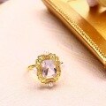 wholesale 18K gold diamond-encrusted ring with Japanese-inspired luxury and natural lavender crystal pearl hand accessory, new retro-style jewelry-0-3