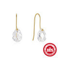 wholesale S925 Sterling Silver minimalist waterdrop single diamond versatile ear hook earrings, elegant and unique-0-5
