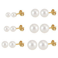 wholesale S925 Sterling Silver Cloud-Pull Earrings with Simple Design Near-Round 3-6mm Freshwater Pearls, Korean Style Manufacturer-14K gold, 3-3.5mm 925 silver
