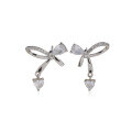 wholesale 925 Sterling Silver Bow Earrings for Women, Small Niche Design, High-End Minimalist Versatile Stud Earrings, New Earrings-0-4