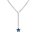 wholesale S925 Sterling Silver Full Diamond Chain Blue Zircon Star Tassel Necklace French Style Small Luxe Wind Versatile Necklace-0-4