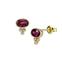 wholesale 925 Sterling Silver Duli Jewelry New Vintage Earrings with Garnet and Blue Topaz Gemstones, Minimalist and Versatile Style-Purple Garnet 925 Silver