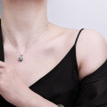 S925 Sterling Silver Cross-Border Round Moissanite Luxury Necklace, Tarnish-Resistant Birthday Gift-0-2