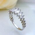 wholesale S925 Silver with Diamond Marquise Row Ring, Index Finger Ring, Personalized Design Band, Korean Style Minimalist Elegant-0-5