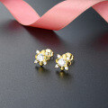wholesale S925 Silver Rhinestone Floral Earrings, Korean Style Women's Minimalist Fresh Accessories, Cross-Border Simple Stud Earrings-0-1