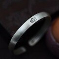 wholesale 999 Silver Lotus Sutra Pure Silver Bracelet Vintage Open-End Design for Women, Engraved Gift for Mom or Girlfriend-0-0