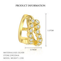 wholesale S925 Sterling Silver Cross-Border Geometric Round Earrings for Women, Light Luxury with Shiny Diamonds,。-E4877-Gold/Single 925 Silver