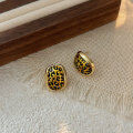 wholesale S925 Sterling Silver Geometric Leopard Print Stud Earrings for Women, Small and Chic Design, Trendy Ear Accessories-0-4