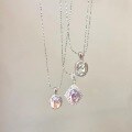 wholesale S925 Sterling Silver French Style Sparkling Violet Ice Flower Zircon Oval Pigeon Egg Pendant Full Diamond Collarbone Chain Multiple Styles-0-4