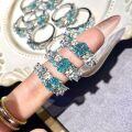wholesale S925 Sterling Silver Flower Fairy Blue Hydrangea Paraiba Ring Vintage Luxury Fashion High-End Exquisite Diamond Ring-0-0