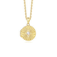 wholesale 925 Sterling Silver Wholesale: Opal Locket Pendant, Pearl Necklace, Minimalist European Style-A2825-Golden bread beads 925 silver