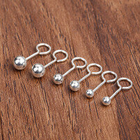 wholesale 990 sterling silver men's and women's Korean-style fashion minimalist smooth round bead white gold-plated small stud earrings jewelry wholesale-3mm pair pure silver